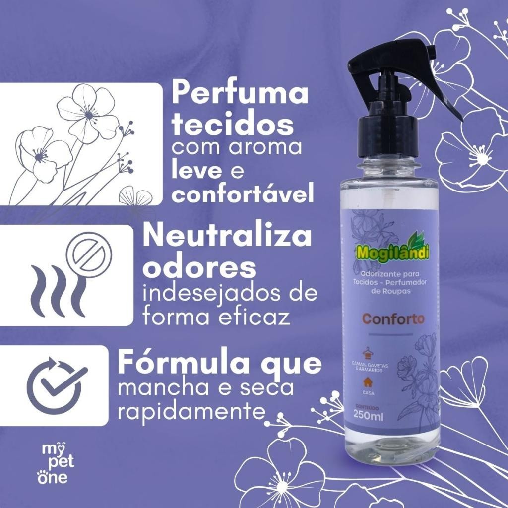 Detalhes do Kit 3 Aromatizante de Tecidos Mogilândi 250ml - Conforto