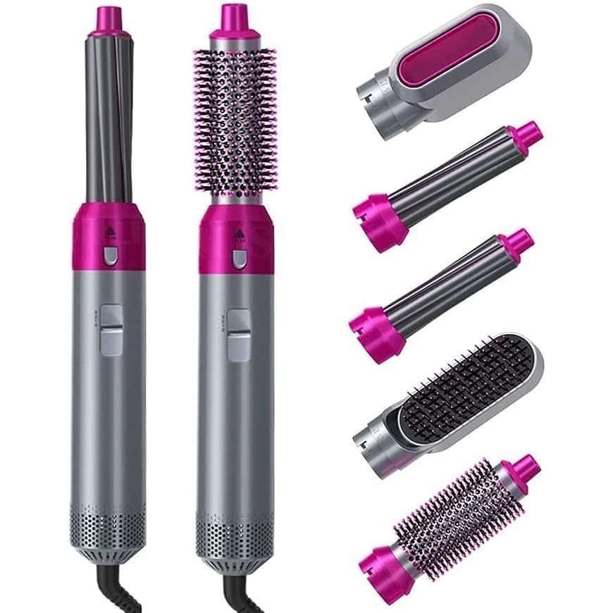 Secador de Cabelo 5 em 1 Escova Modeladora de Ar Quente com Barris para Cachos