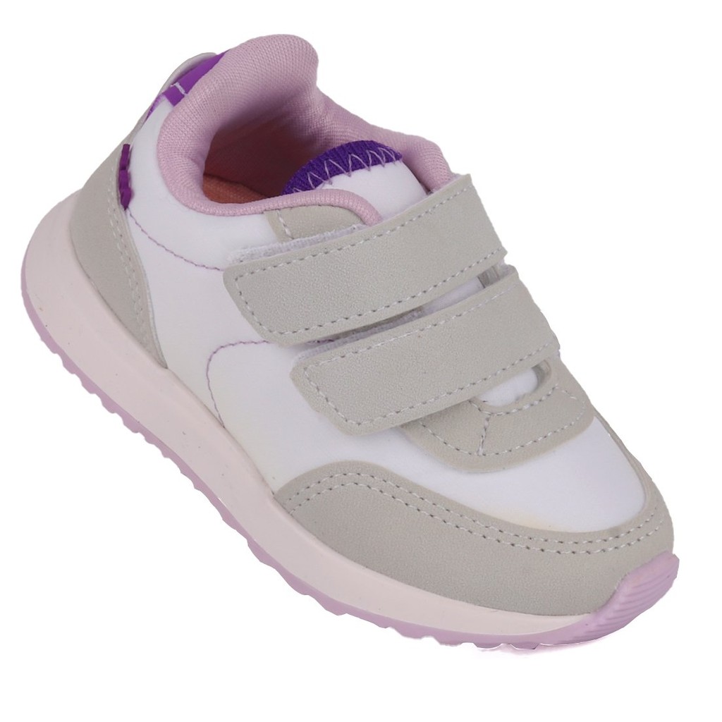 Tênis Infantil Klin Menina Com Velcro Branco e Lilas – Conforto e Estilo para o Dia a Dia em Oferta na Shopee