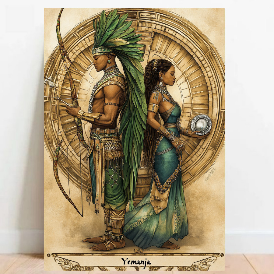 Quadro Placa decorativa Oxossi e Yemanja Orixá Umbanda Candomblé Decorativo Oxalá 05