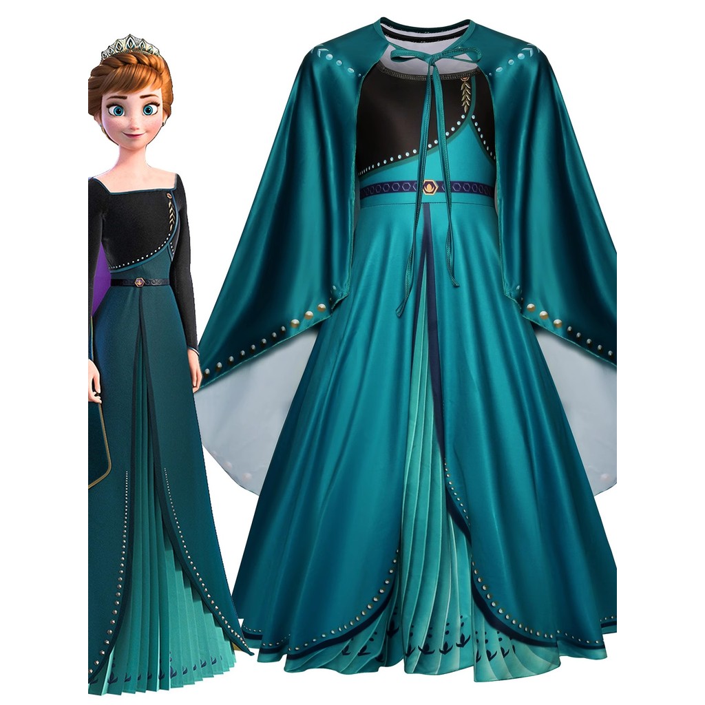 Frozen 2cos Princesa Anna Vestido Meninas Trajes de Halloween Anna Coroação Saia Longa Capa