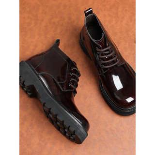 2025 couro envernizado novo estilo estilo britânico Martin botas masculinas de couro genuíno sapatos de cano alto botas 