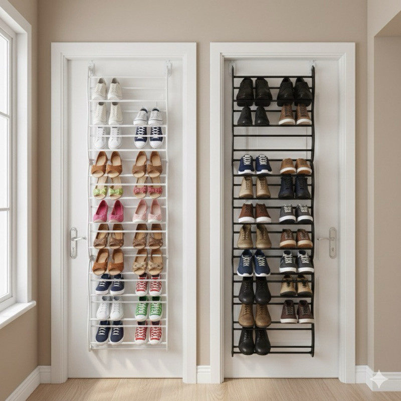Sapateira Vertical Parede 36 Pares Branco Preto Organizador Calcados Tenis Sandalia Bota AE