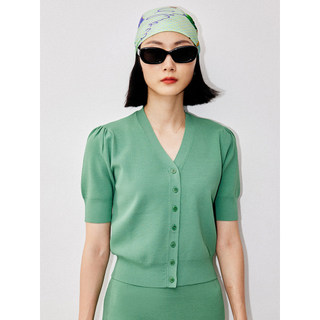 Bug hortelã cor legal Viscose minimalista cor sólida Retro clássico lanterna manga com decote em V avó camisa Cardigan m