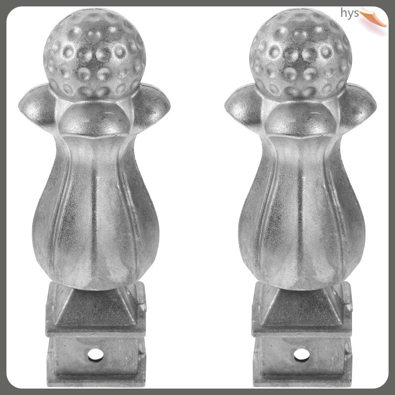 Poste Decorativo Do Metal Da Prata Dos Remates Cerca De Alumínio De 2 Pces Para A Decoração Jardim