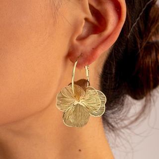 Brincos Pendentes de Flor para Mulheres, Brincos de Argola Modernos e Elegantes, Brincos Florais Pendentes, Joias