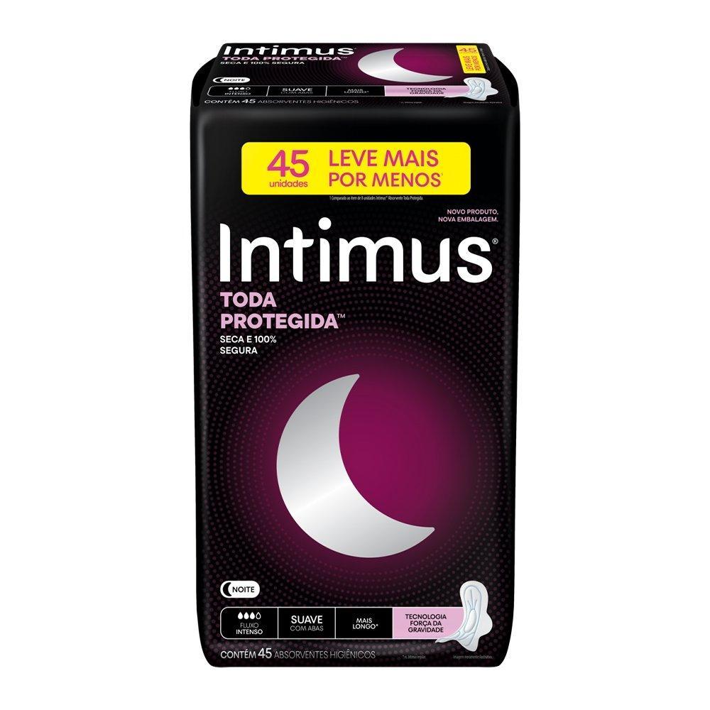 Absorvente Intimus Toda Protegida Noturno Suave com Abas - Embalagem com 45 Unidades