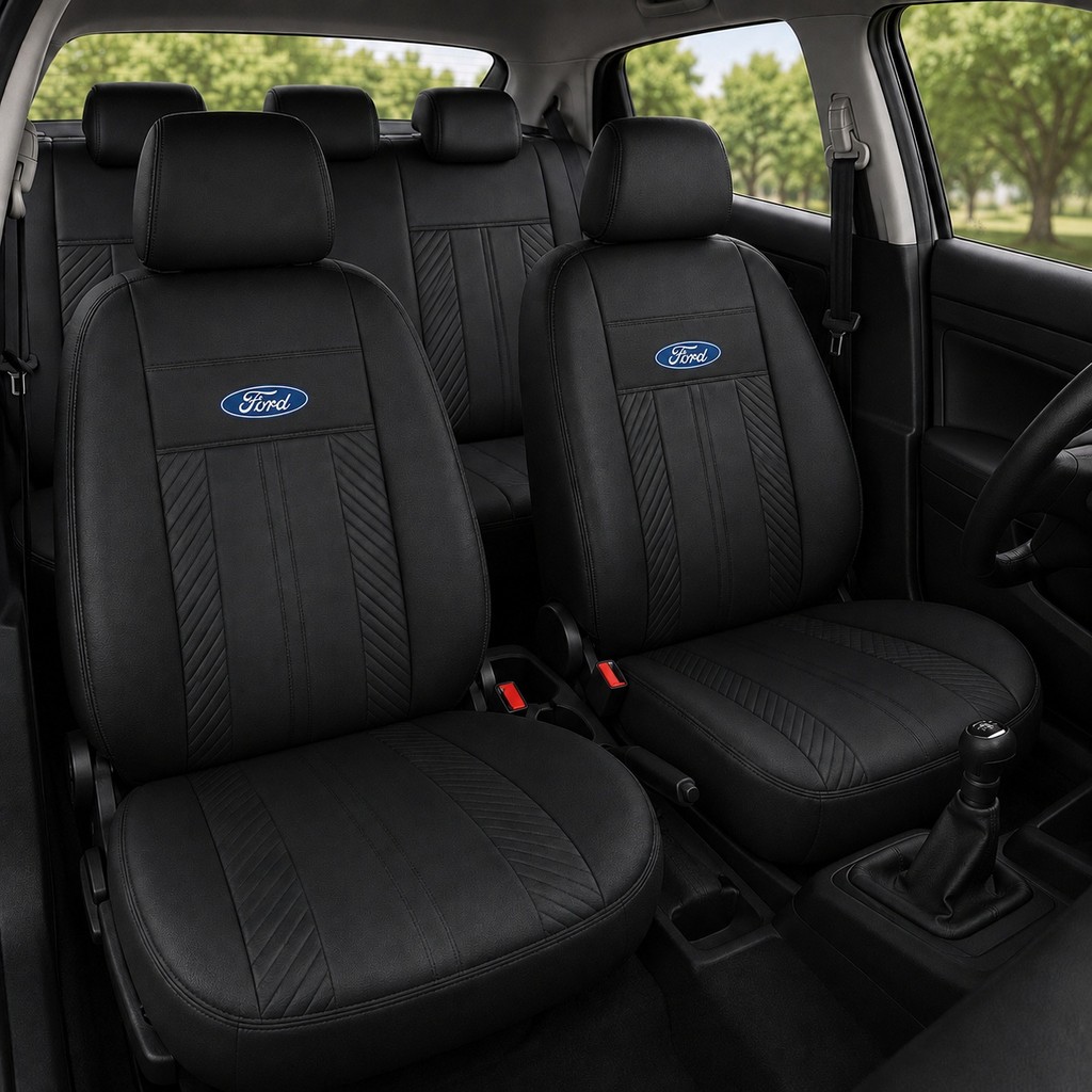 Capa Banco Automotiva Couro Ecológico Jogo Completo Para Carro Ford ka Fiesta EcoSport Focus Courier