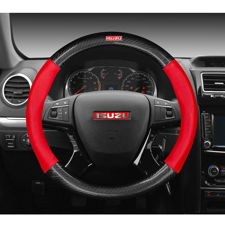 Capa de volante em fibra de carbono para Isuzu com logotipo da Isuzu, adequada para todas as estações.