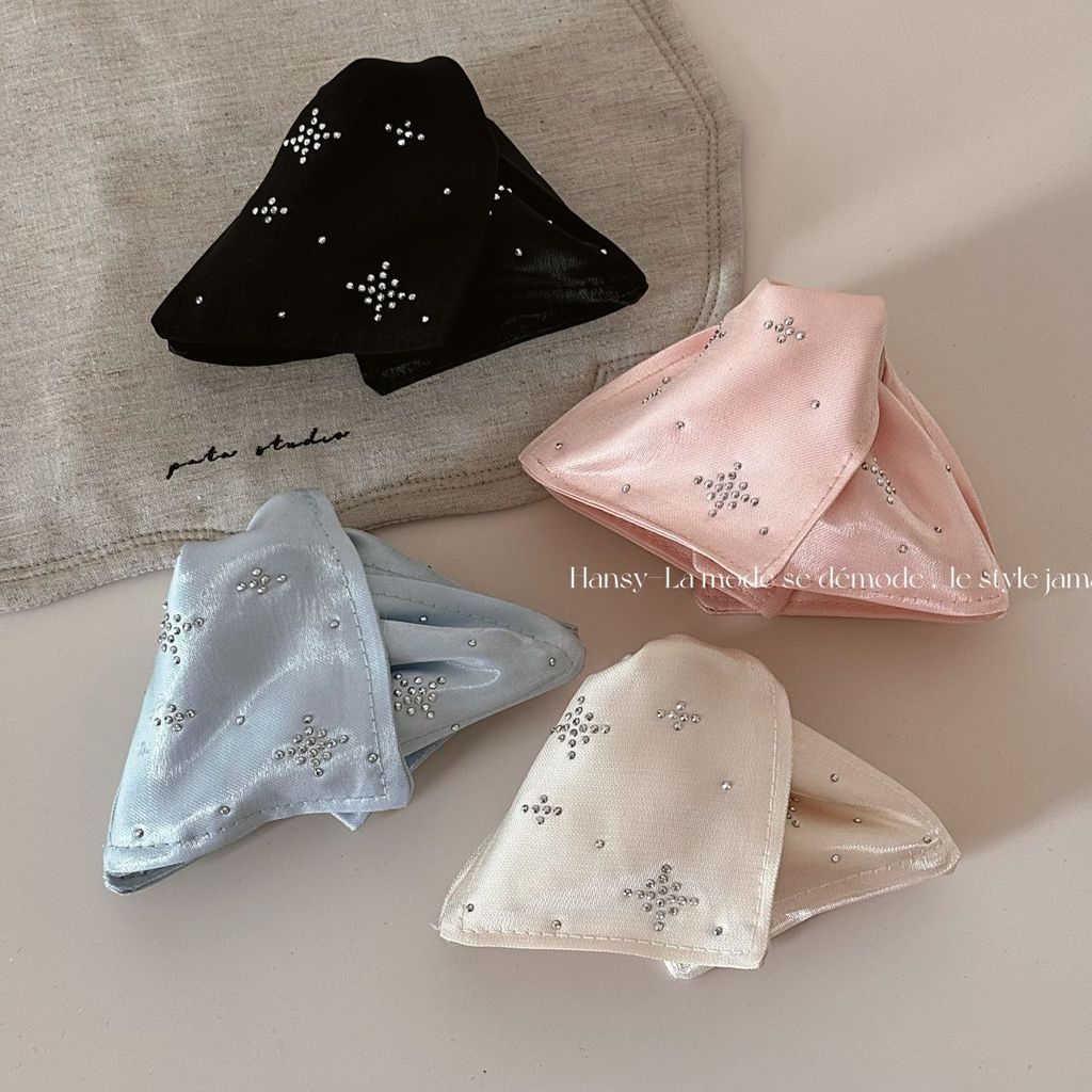 Estilo coreano diamante Gypsophila cetim triângulo arco Grab clip High-End acessórios de cabelo bobina cabelo tubarão cl