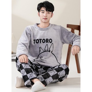 Pijamas masculinos terno inverno engrossado velo novo estilo Coral velo inverno flanela outono inverno quente roupas de 
