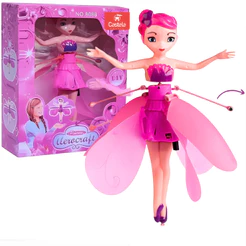 Boneca Princesa Fada Mágica Voadora Rosa Sensor De Mão E Luzes - Castela