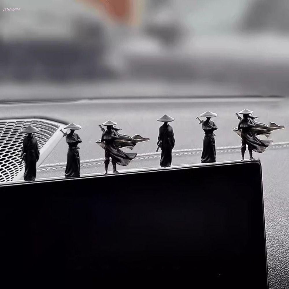 ADAMES Conjunto de 6 Peças, Modelo de Samurai Chinês, Ornamento Miniatura Exquisito para Carro, Modelo Miniatura Antigo