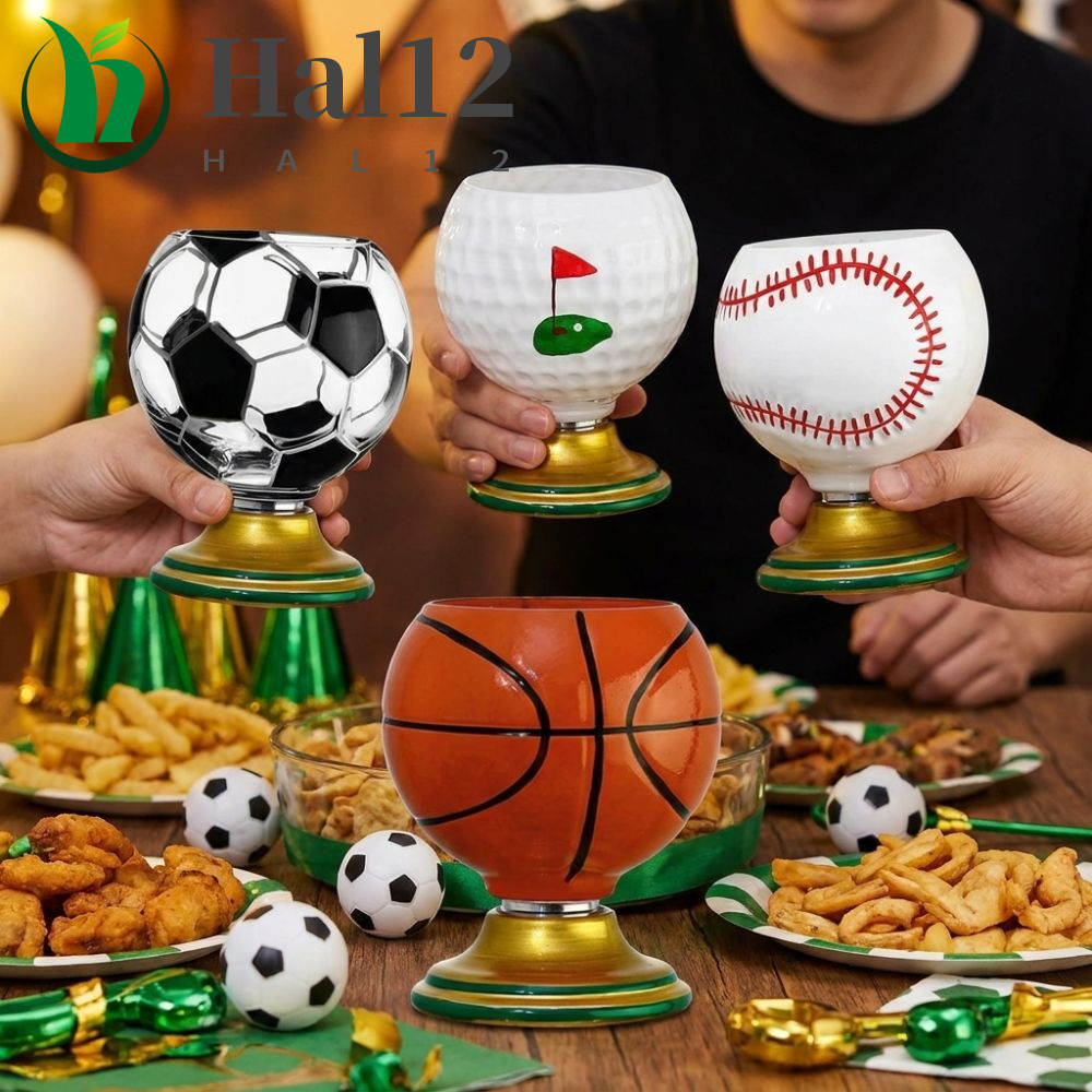 Copo De Uísque De Bola Esportiva Giratória HALB , Cerveja De Vidro Novidade Pintado À Mão , Caneca De Coquetel Com Base