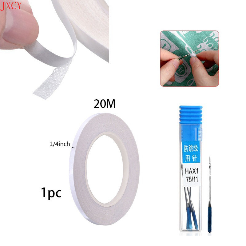 1 Conjunto De Agulhas Para Máquina De Costura Anti-Salto Com Fita Dupla Face Solúvel Em Água 20M Acessórios