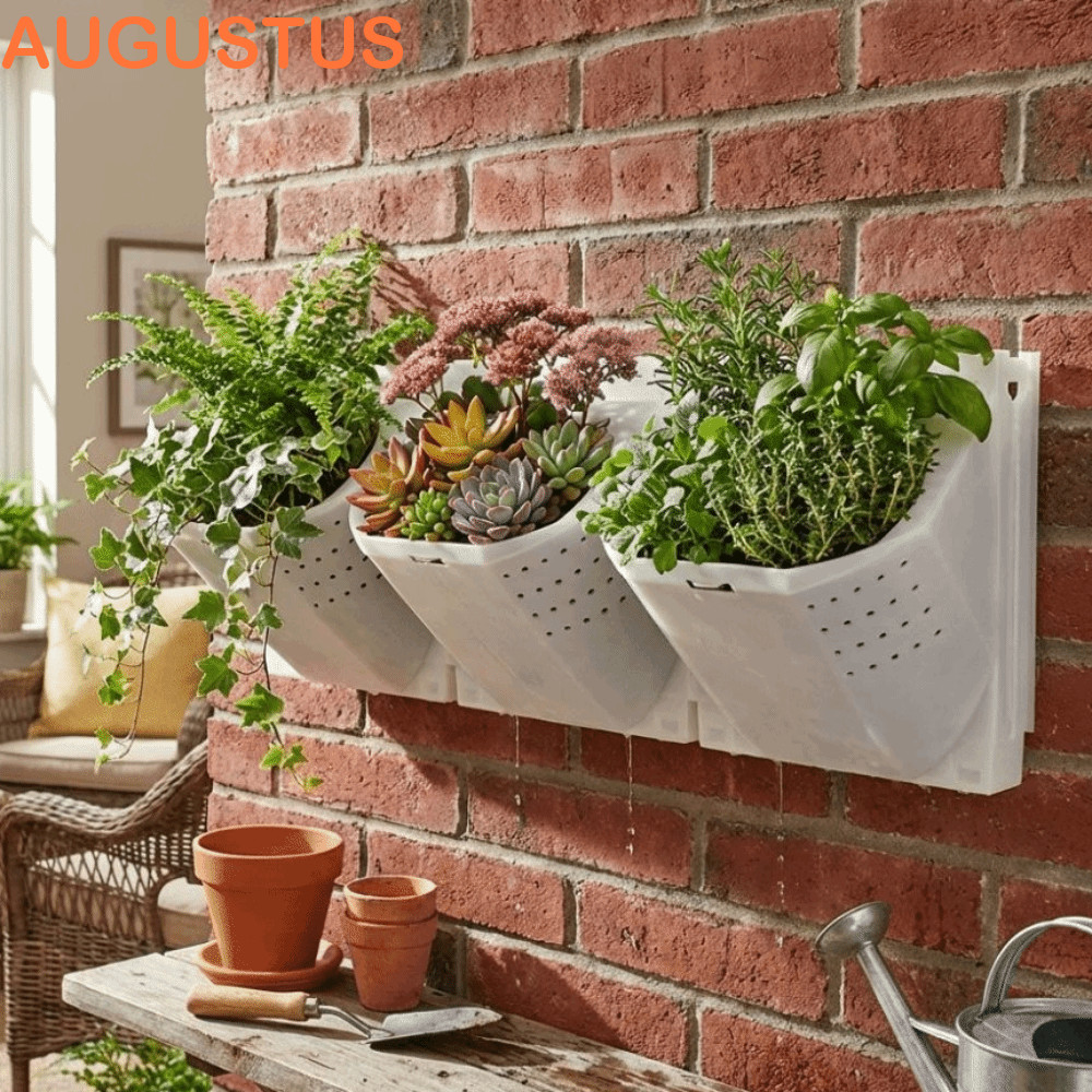 Vaso De Parede AUGUSTUS , Plantador Vertical De Plástico Com Rega Automática , Recipiente De Cultivo De Plantas Empilhad