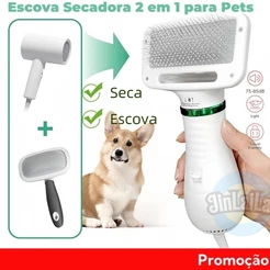 Escova Secadora Pet 110V- 2 EM 1 Seca Remove Pelos Cachorro Coelho Gato ,Baixo Ruído!