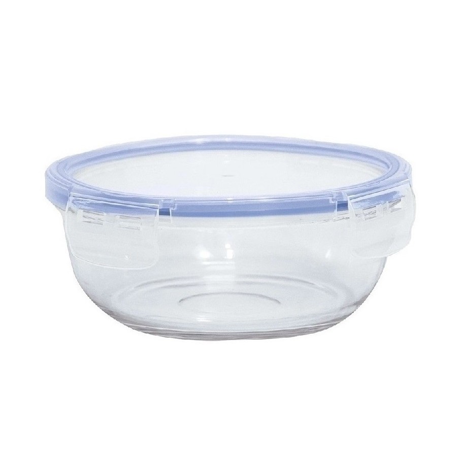 Pote De Vidro Hermético Redondo 580ml Marmita Tigela 4 Trava Antivazamento Refratário Fitness Bpa Free Micro-ondas