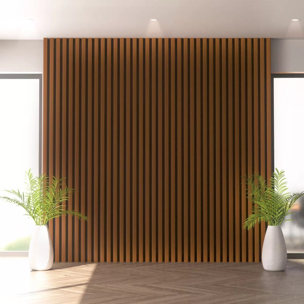 Painel Ripado PVC 1,01m x 15,5cm Marrom Madeira Luxo Revestimento Parede Interna Decor Moderna Sala Quarto