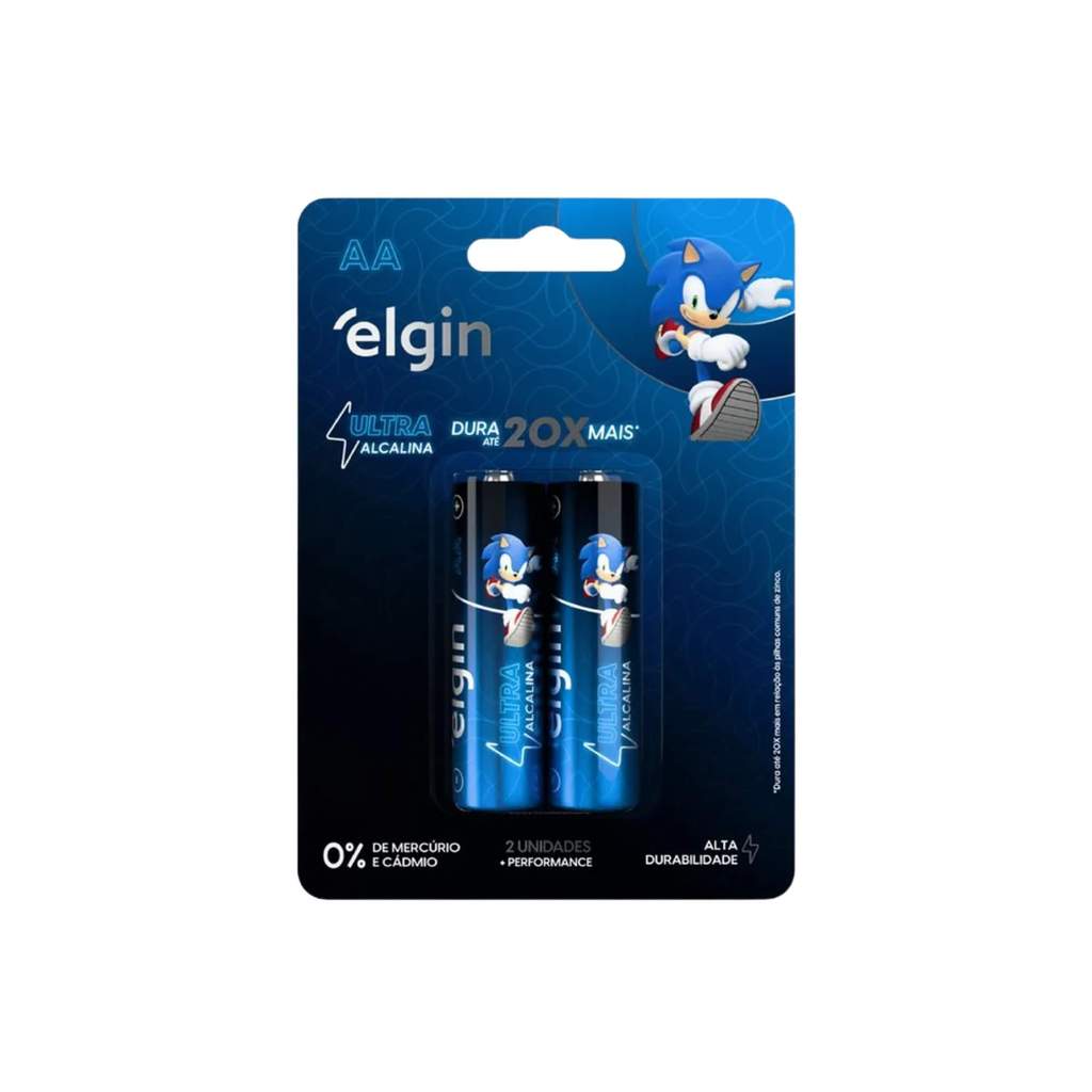 Pilha Ultra Alcalina AA – Cartela com 2 Unidades Comum Elgin - ELE000000082432