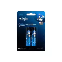 Pilha Ultra Alcalina AA – Cartela com 2 Unidades Comum Elgin - ELE000000082432