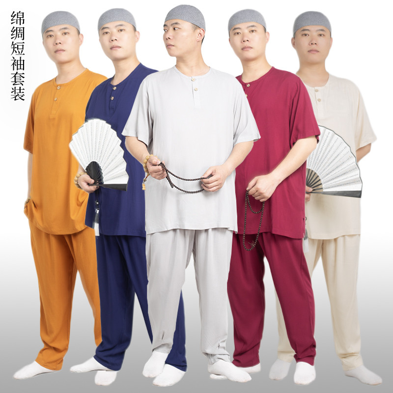 Verão estilo fino monge roupas de manga curta ternos respirável legal masculino feminino estilo monge roupas roupa inter