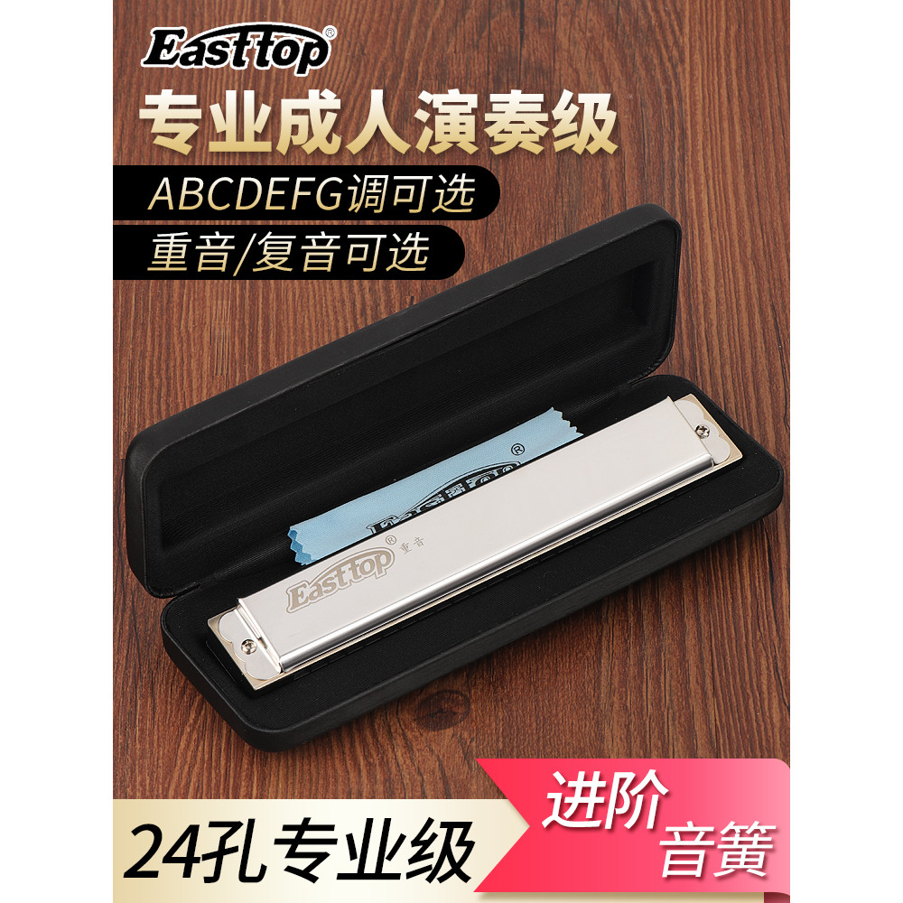 Harmônica Oriental Ding 24 buracos Premium Adulto Iniciante Polifônica EasttopABCDEFG Accent Autoestudo Harmônica
