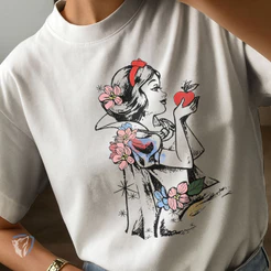 Camiseta Feminina Branca de Neve | Estilo Artístico e Atemporal