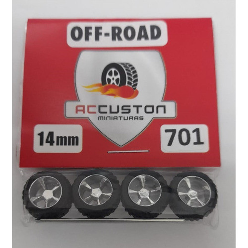 Rodas com pneu de borracha Para Customização de Hot Wheels Matchbox 1/64  Ac Custon  14 mm modelo 701 OFF-ROAD