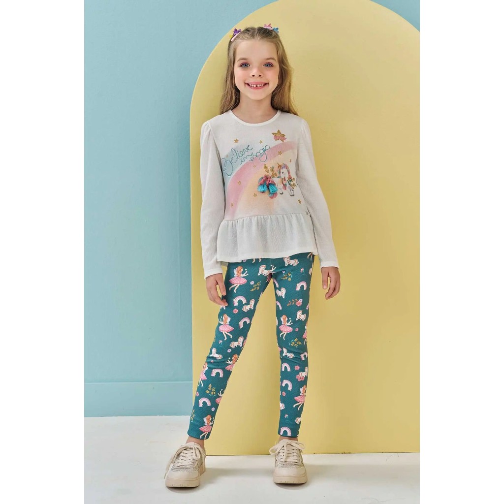 Calça Legging Infantil Menina Verde em Fly Tech-KUKIÊ