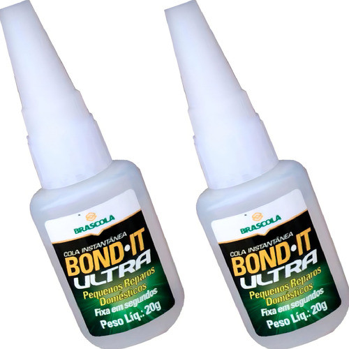 2 Cola Instantânea Bond It Ultra 20g Brascola Reparo Pequeno Cor Transparente PROMOÇÃO