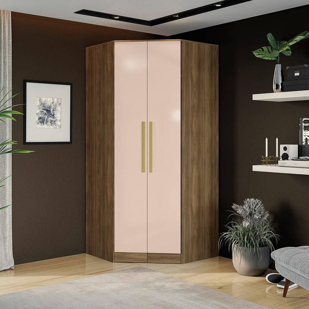Guarda-Roupa Canto 2 Pts Kappesberg Adapt Nogueira/Macadâmia em Oferta na Shopee