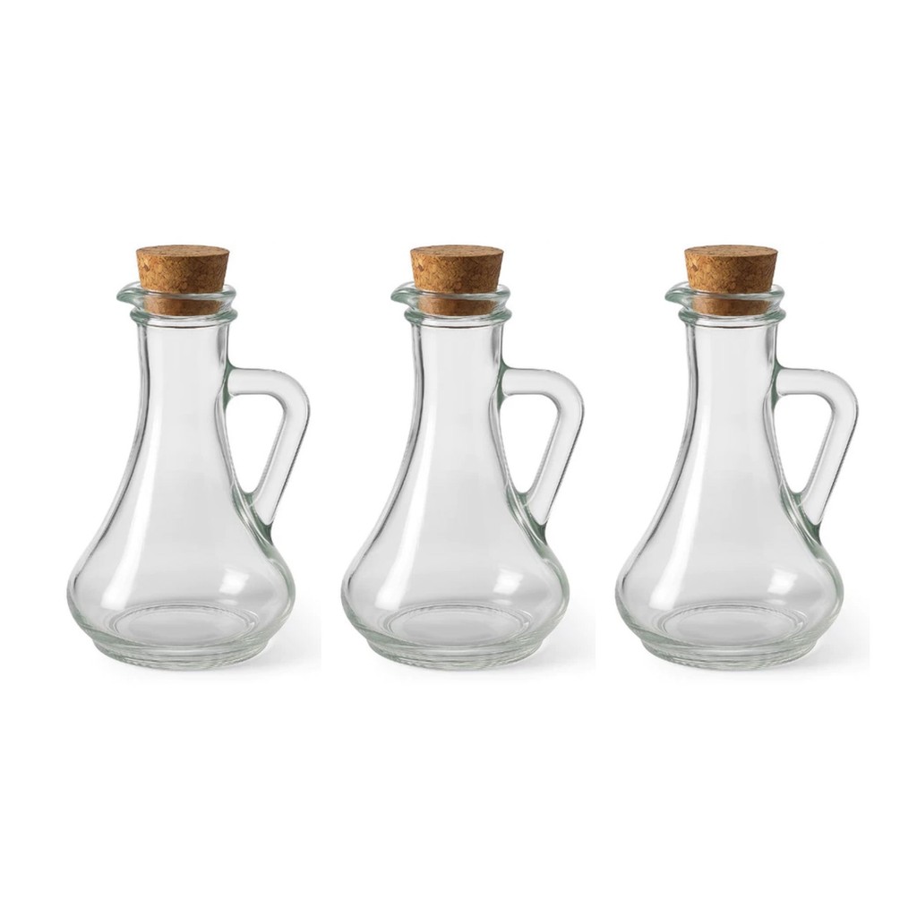 Kit 3 Galheteiro De Vidro Decorativo P/ Azeite E Vinagre 300ml E 350ml Sicilia, Napoli, Roma