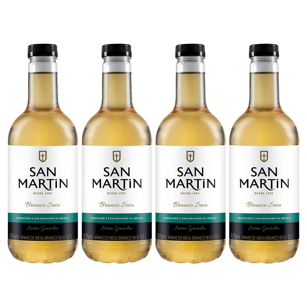 Vinho Branco Seco San Martin Pet 1,4L Kit 4 Un em Oferta na Shopee