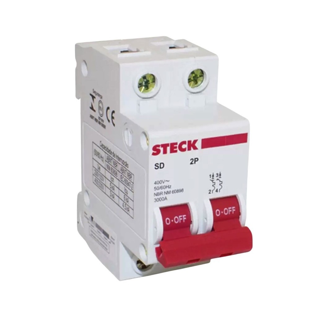 Disjuntor Mini Din Bipolar 40A Curva B SDD62B40 Steck em Oferta na Shopee