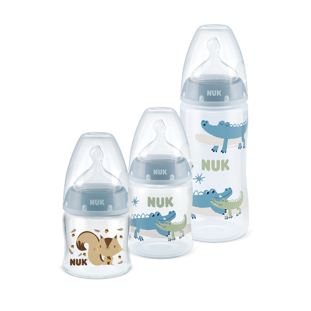 Kit 3 Mamadeiras Starter Azul 90/150/300ml First Choice - NUK em Oferta na Shopee