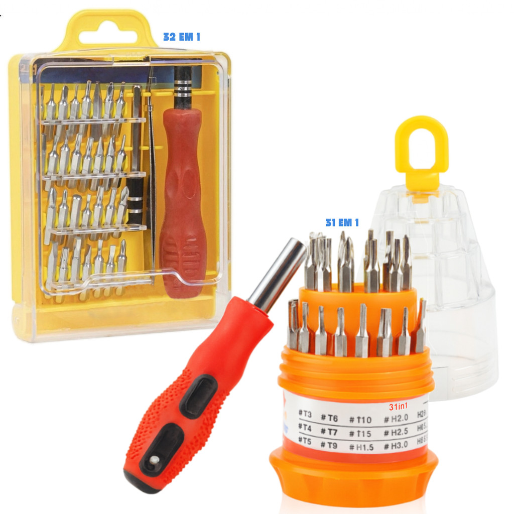 Kit Ferramenta 32 Chaves Precisão Philips Torx Allen Fenda Conserto Oculos Notebook Celular