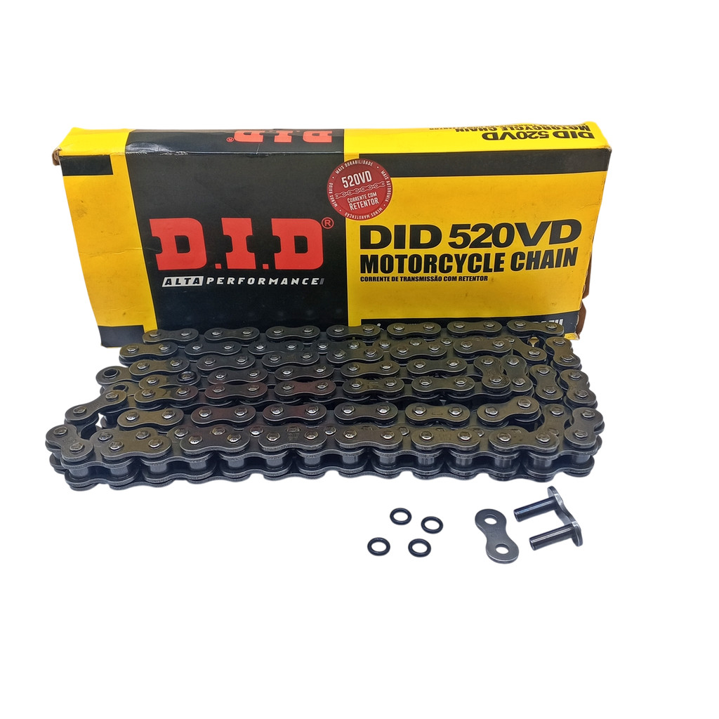 CORRENTE DE TRANSMISSAO DID 520VD X 116 ELOS COM RETENTOR em Oferta na Shopee