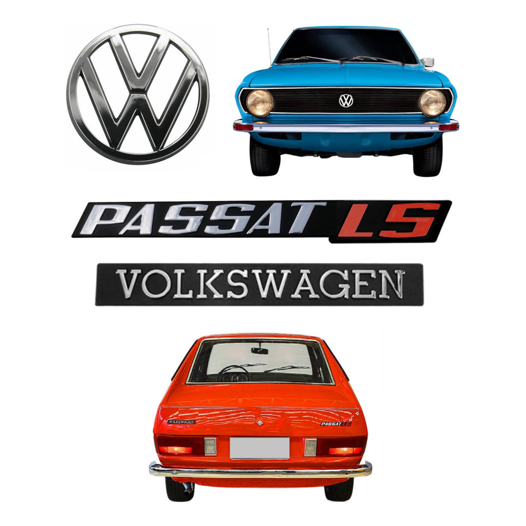 Emblemas Passat Ls Vermelho Volks + Vw Da Grade - 1973 À 82