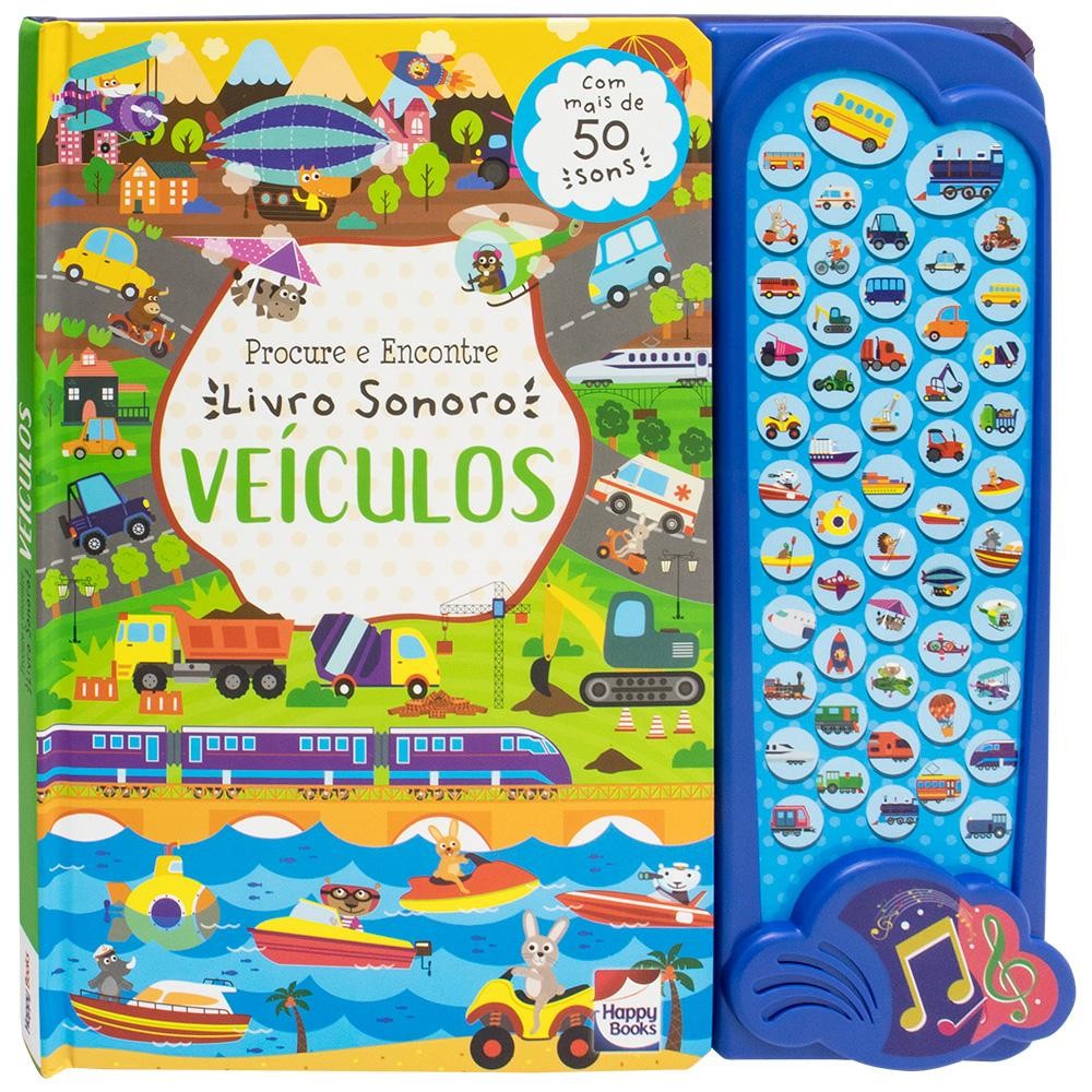 Livros Sonoro Infantil Procure Encontre Veiculos Happy Books em Oferta na Shopee