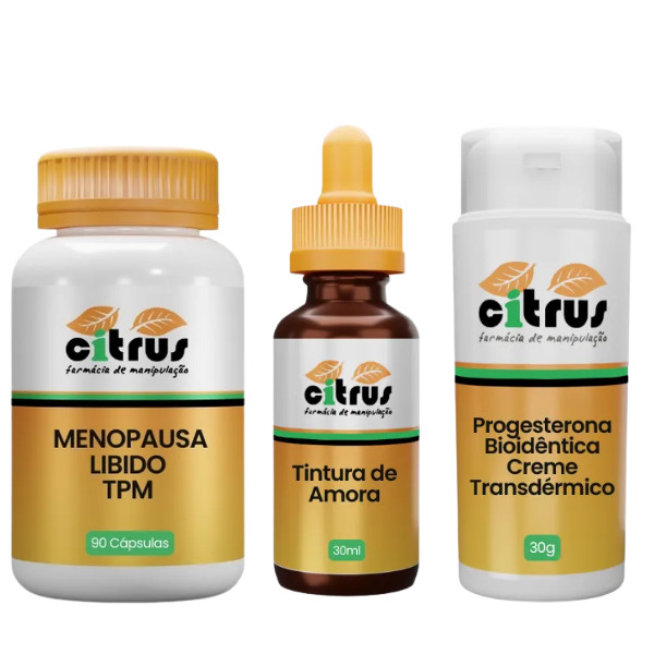 Kit ( 1 un progesterona gel transdérmico + 1 un Menopausa - Libido 90 caps + 1 un tintura de amora )