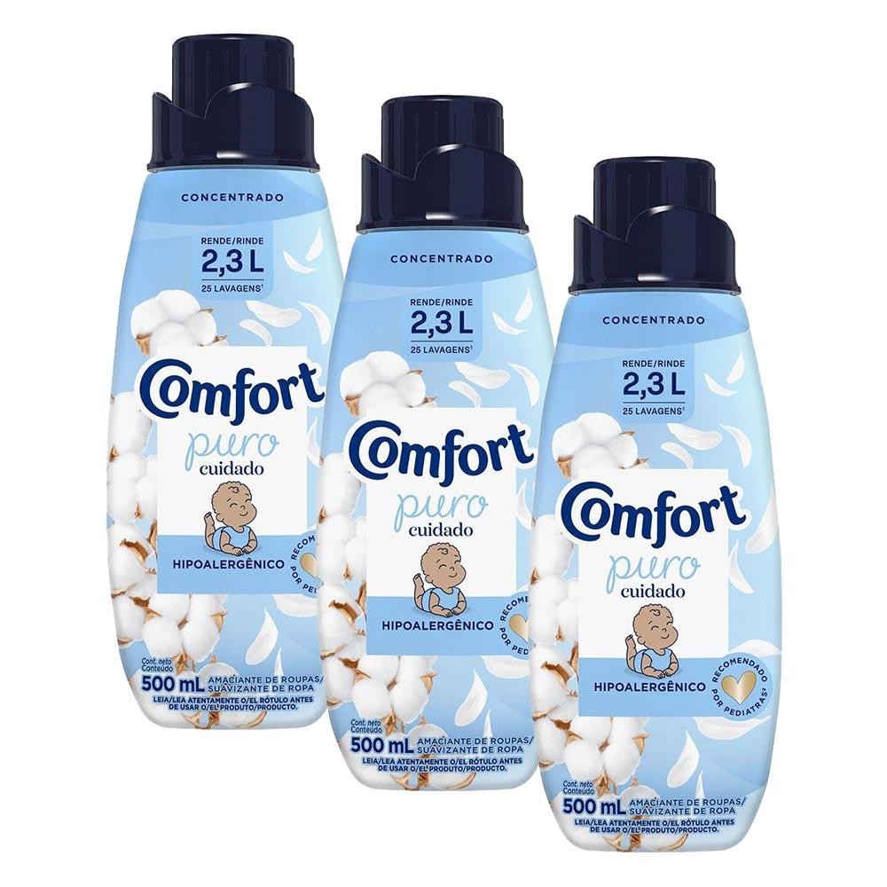 Kit 3 Amaciantes Concentrado Comfort Puro Cuidado 500ml em Oferta na Shopee