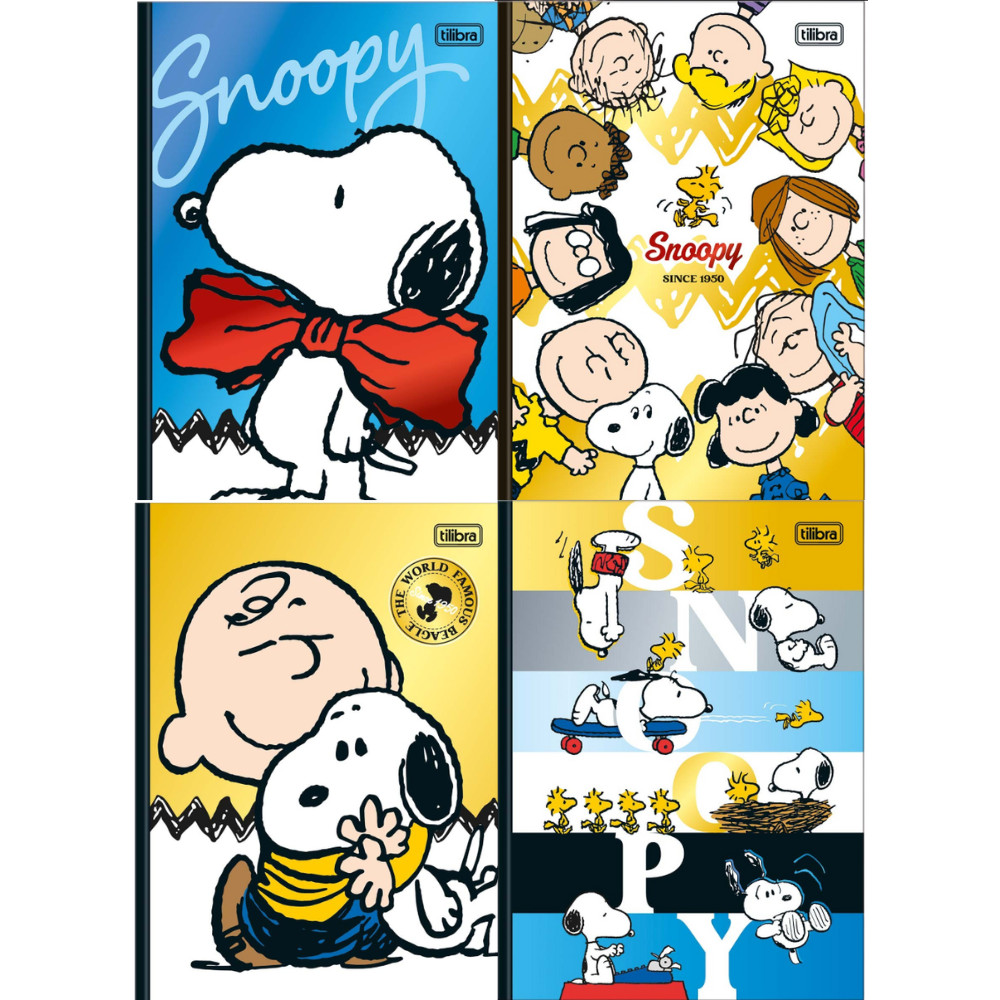 Caderno Brochura Colegial Capa Dura 80 Folhas Snoopy Tilibra Miolo Pautado e Capa Decorada