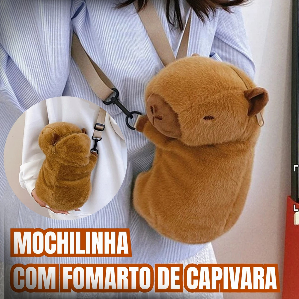 Mochila Capivara Kawaii – Pelúcia Fofa e Macia Infantil