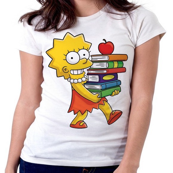 Camiseta Baby Look Lisa Simpsons Camisa Femini bart homer desenh adult