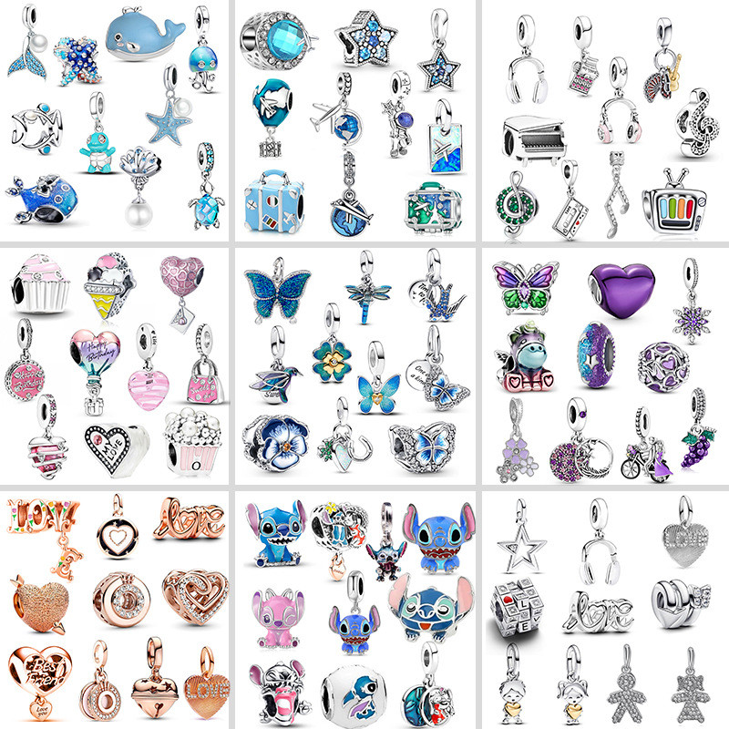 10 Peças/Berloques De Prata 925 Clássico Charme Borboleta Pulseira Acessórios Ponto Colar Pingente Conjunto De Joias em Oferta na Shopee