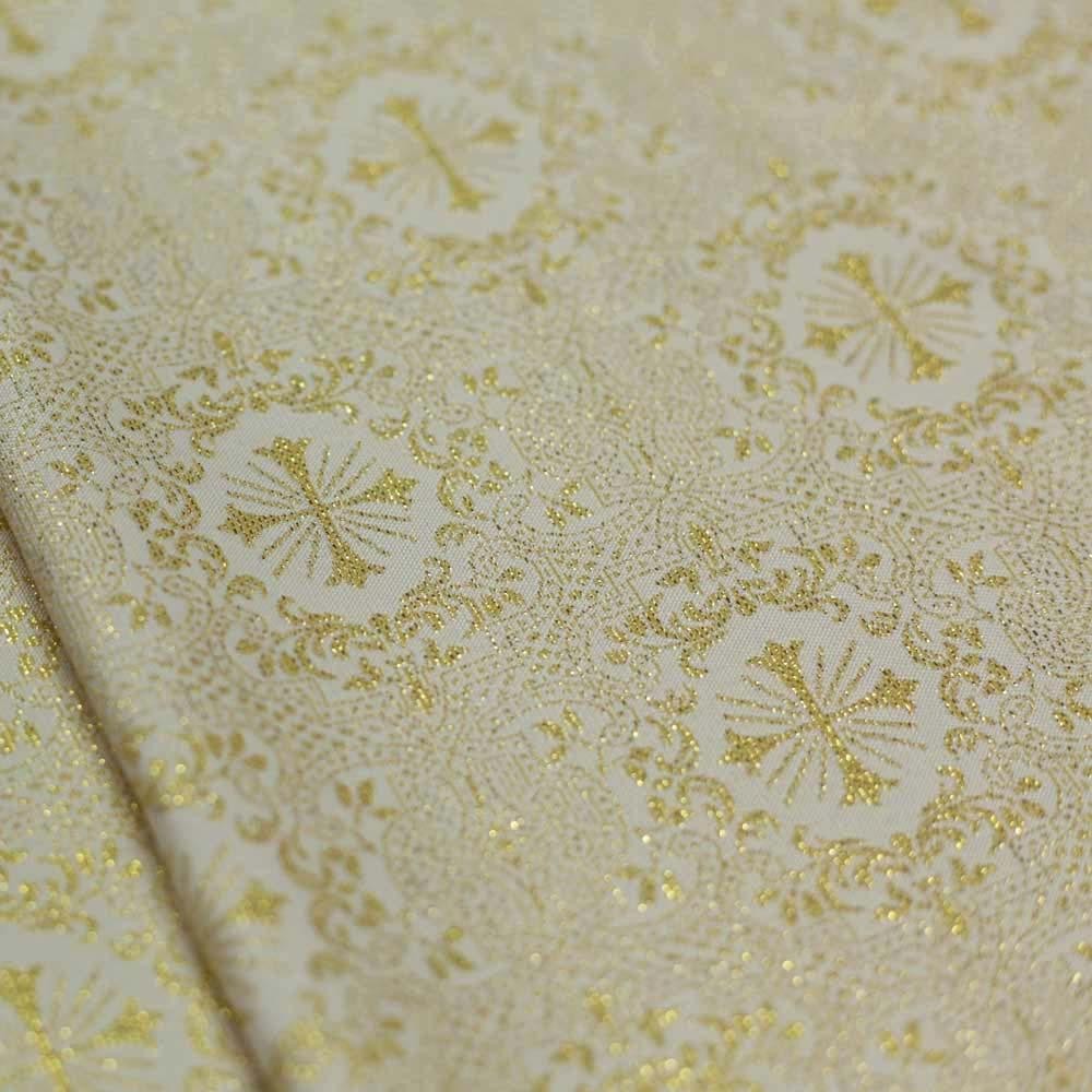 Tecido Litúrgico Brocado Roma 1,00 m x 1,5m larg des 3459 - Pérola
