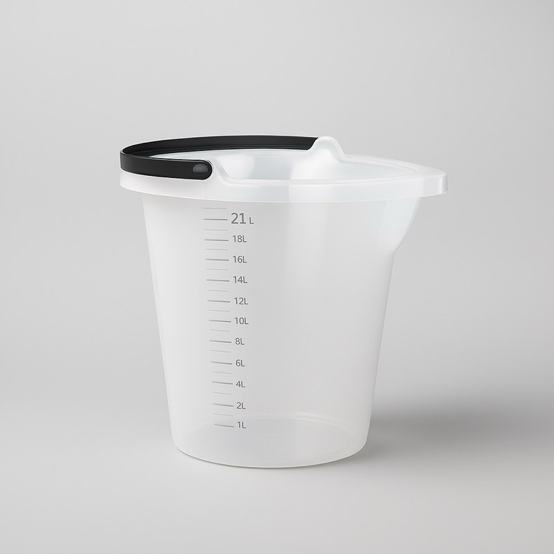 BALDE PLASTICO TRANSPARENTE 21 LITROS REFORÇADO COM MEDIDOR DE AGUA