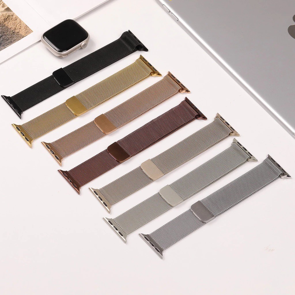 Pulseira De Metal Aço Milanesa Para Relógio Smartwatch Apple Watch Ultra 2 49mm 10 9 8 7 SE 6 5 46 44 40 45mm 41mm