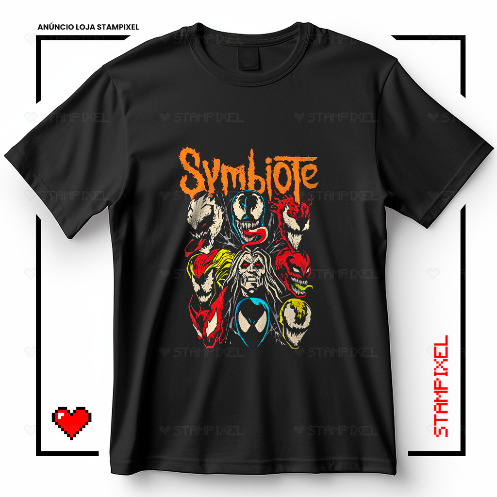 Camiseta Unissex Symbiote Venom Carnificina Anti-venom Marvel Blusa Geek Nerd Streetwear T-shirt Camisa 100% Algodão